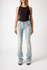 Jeans Donna Wide Leg Destroyed – Denim Chiaro Effetto Vintage