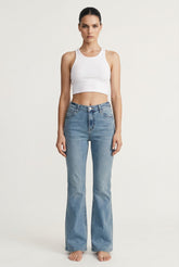 Jeans Donna Flare Fit Denim Chiaro – Vita Media, Gamba Svasata, Stile Essential