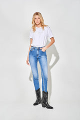 Jeans Skinny Blu a Vita Alta