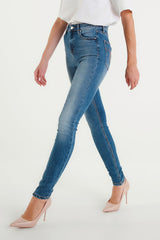 Jeans Cara Skinny Blu Medio a Vita Alta