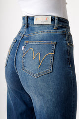 Jeans Wide Leg Blu a Vita Regolare