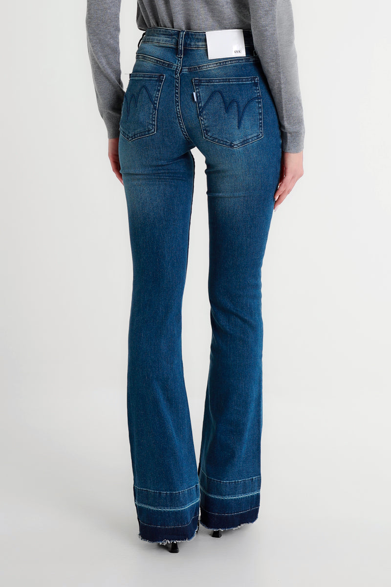 Jeans bootcut blu con lavaggio sfumato