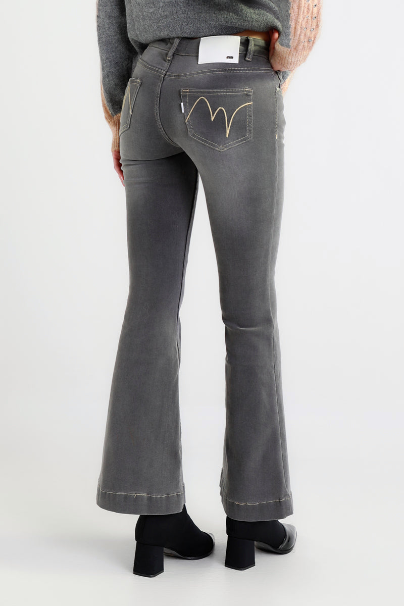 Jeans bootcut grigio délavé