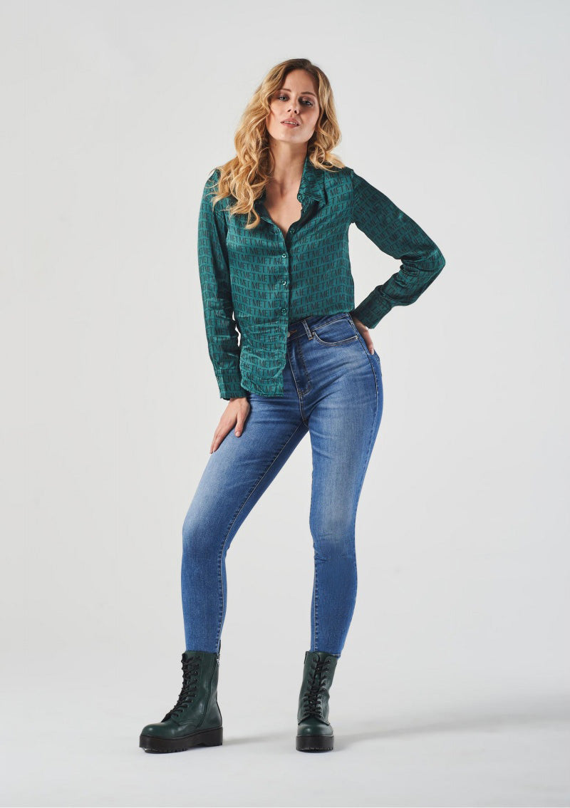 Jeans Skinny Blu Eco-Friendly a Vita Regolare
