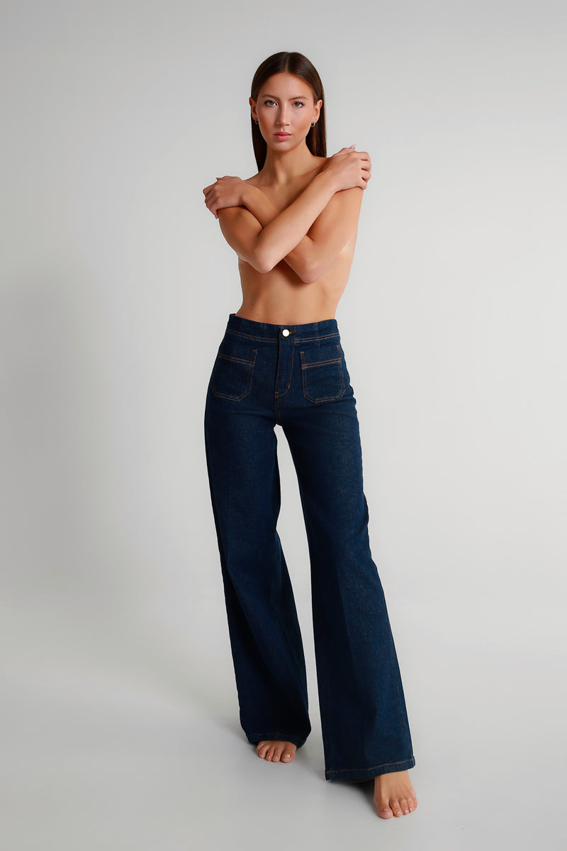 Jeans palazzo blu scuro