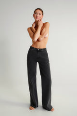 Jeans palazzo nero slavato