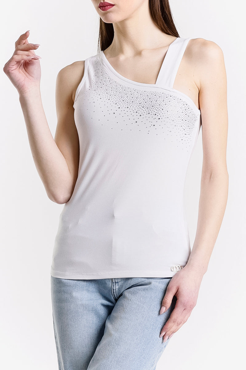 TOP MONOSPALLA CON STRASS