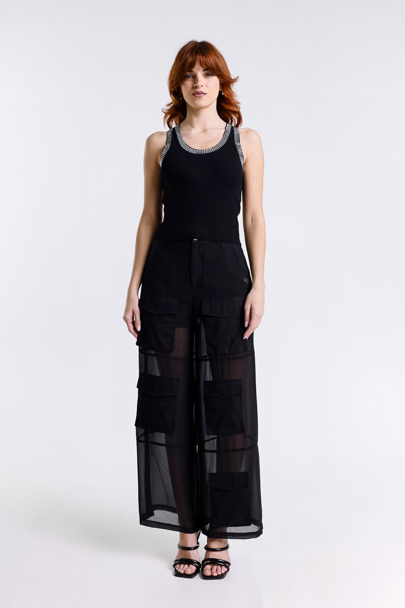 PANTALONE CARGO IN GEORGETTE