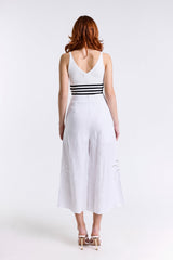 PANTALONE CULOTTE LINO RICAMO PALMA