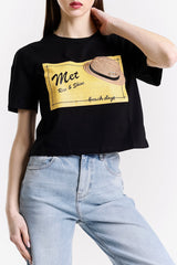 T-SHIRT CROP STAMPA GRAFICA