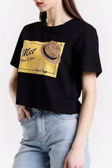 T-SHIRT CROP STAMPA GRAFICA