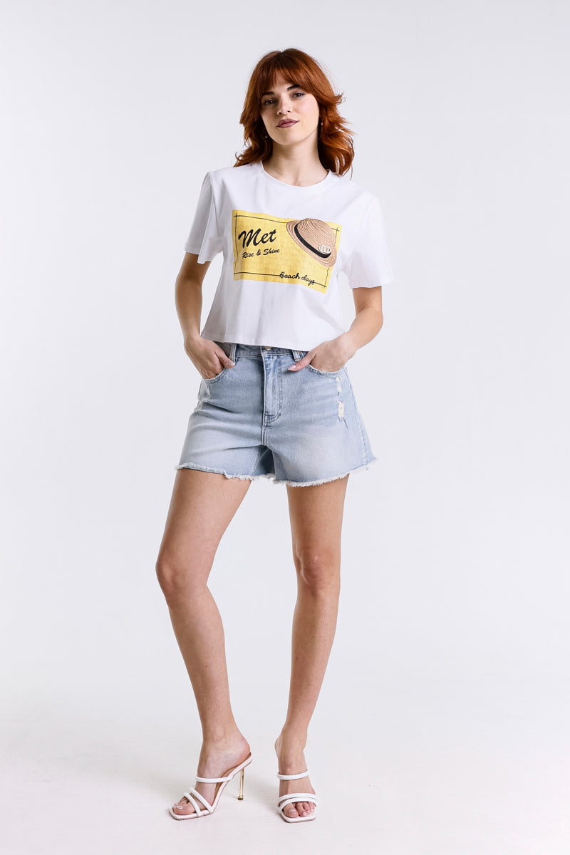 T-SHIRT CROP STAMPA GRAFICA