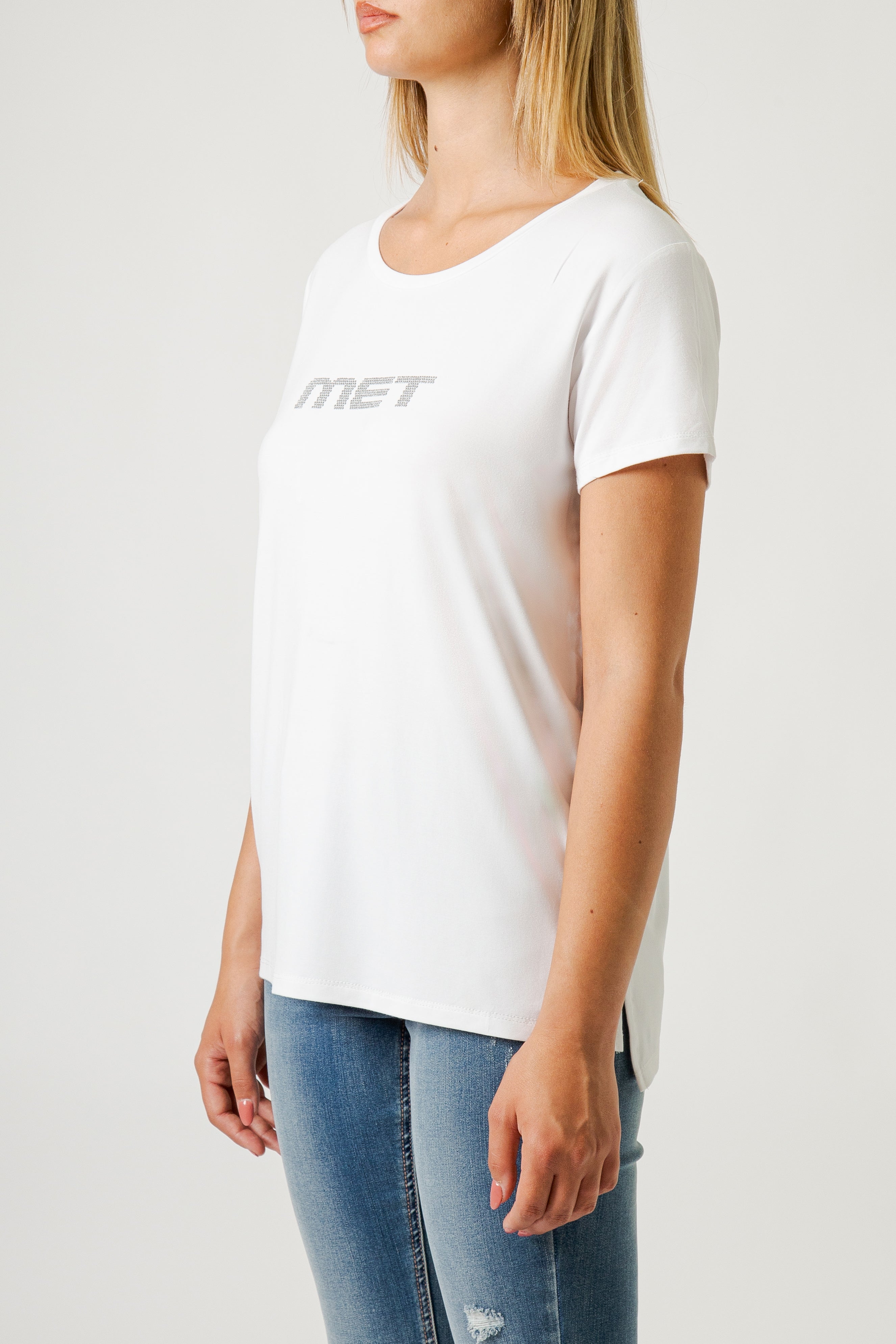T-SHIRT GIROCOLLO LOGO STRASS
