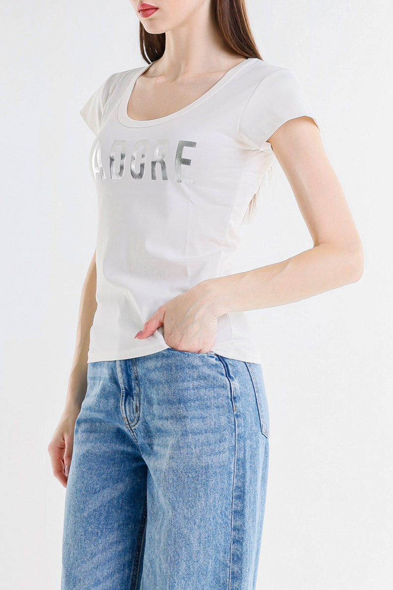 T-SHIRT SCRITTA LAMINATA