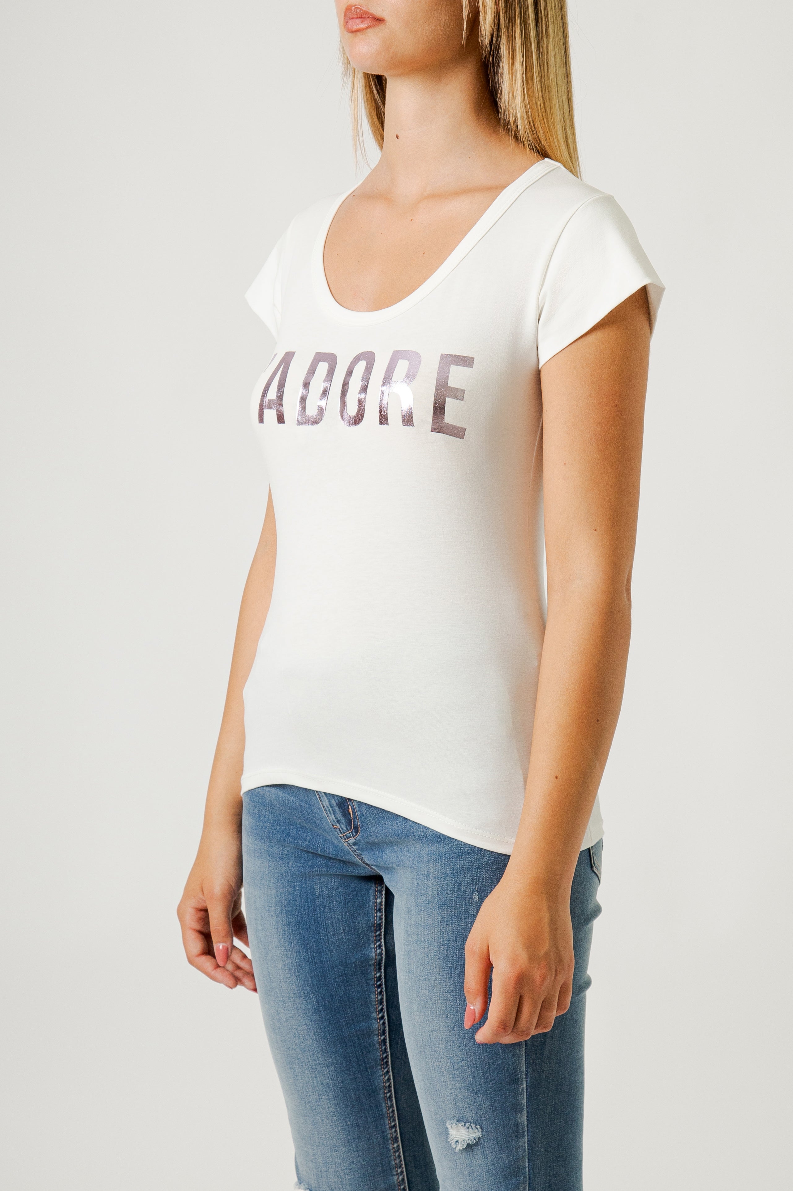 T-SHIRT SCRITTA LAMINATA