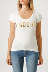 T-SHIRT SCRITTA LAMINATA