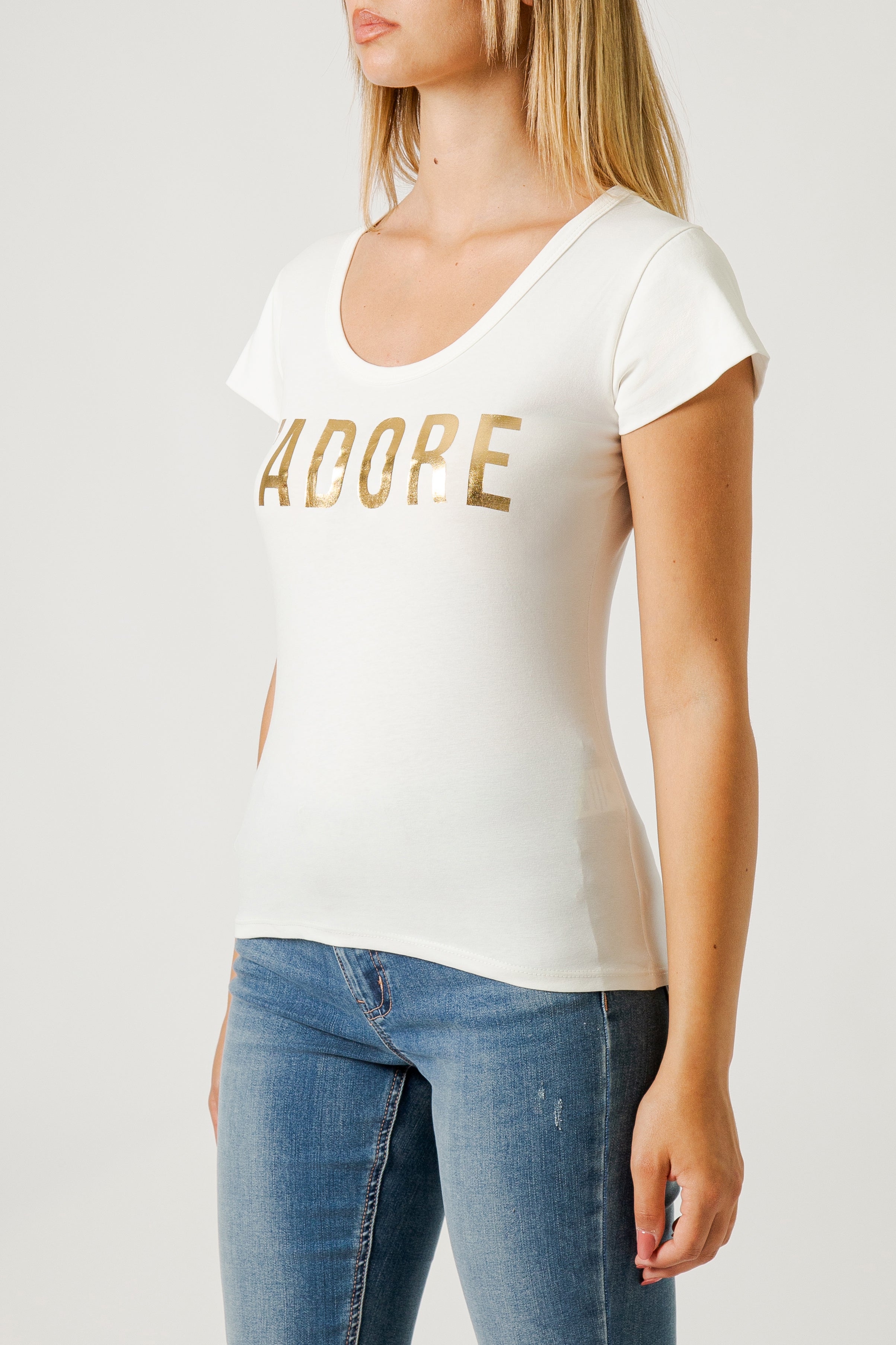 T-SHIRT SCRITTA LAMINATA