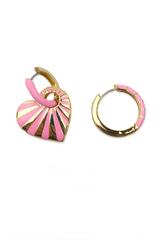 PINK HEART LOOP EARRINGS