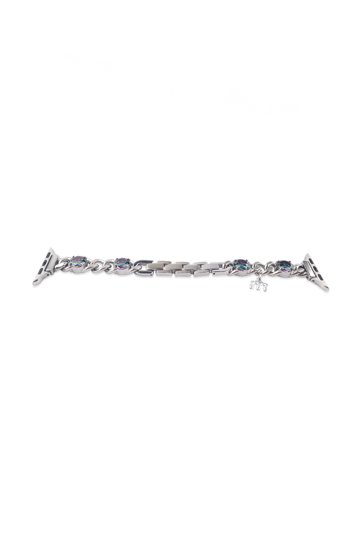 SILVER DARK CRYSTAL APPLE WATCH STRAP
