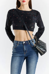 Maglia Cropped in Pelliccia con Applicazioni