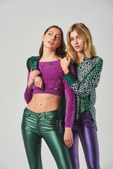 Maglia Cropped in Pelliccia con Applicazioni