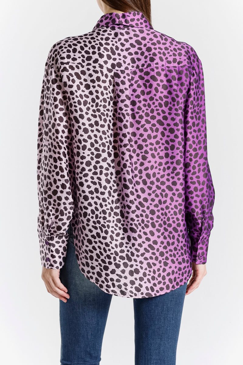 Camicia in Seta Viscosa Stampa Maculata
