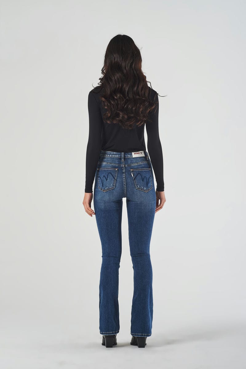 Jeans a Zampa Blu Vita Regolare