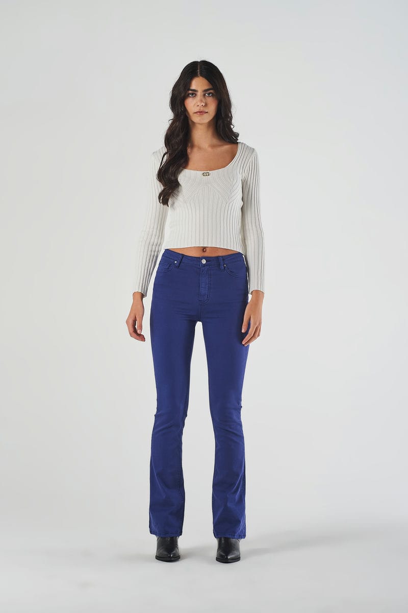 Maglia a Costine con Scollo Quadrato