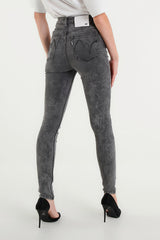 Jeans Cara Skinny Grigio a Vita Alta