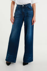 Jeans Chloé Wide Leg Blu Scuro a Vita Alta