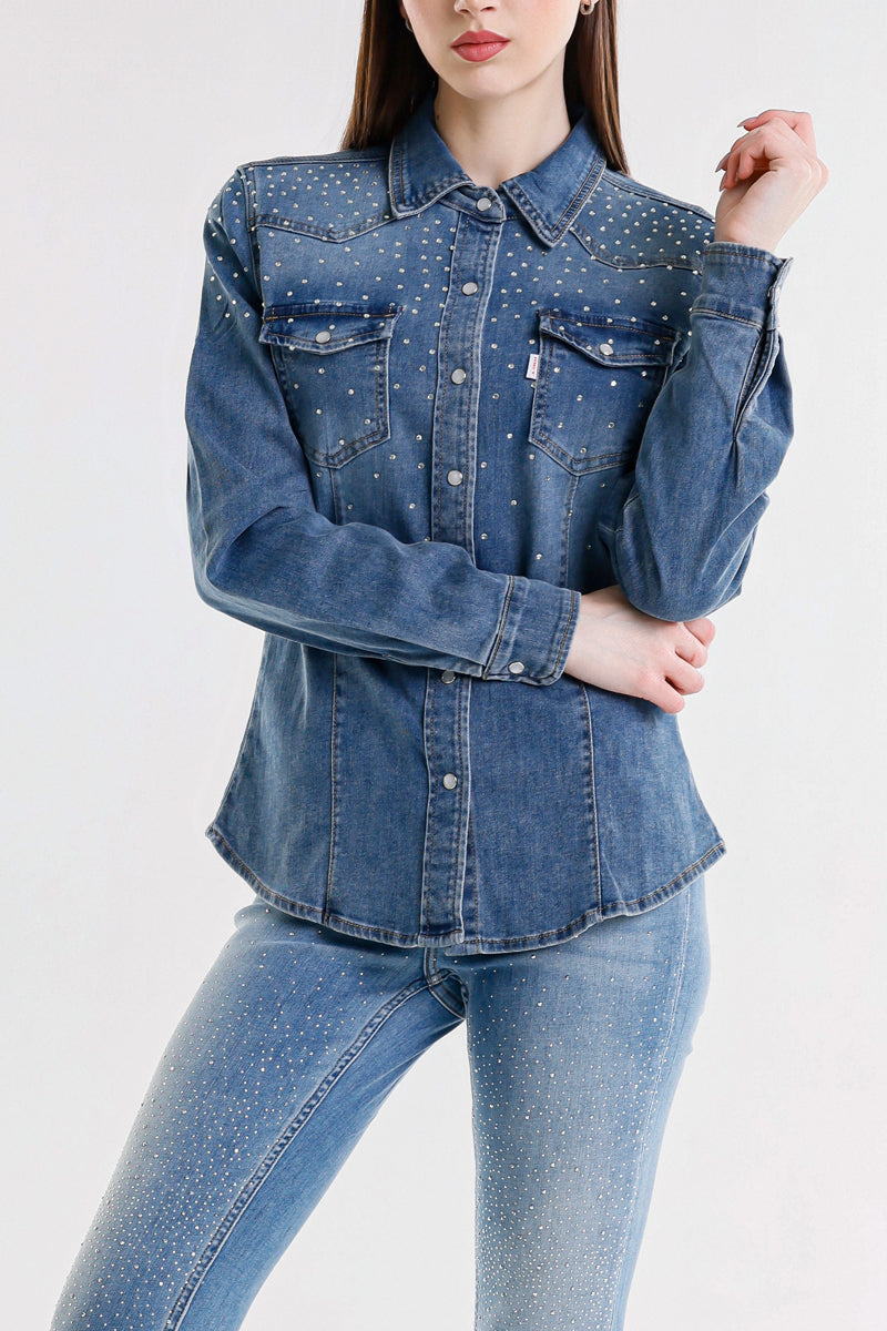 CAMICIA OVER CON STRASS