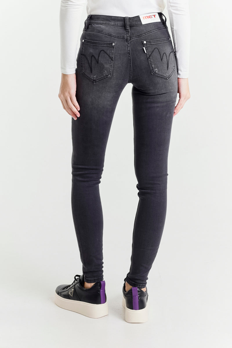 Jeans Skinny Grigio Vita Regolare