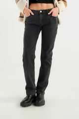 Jeans straight fit nero délavé
