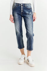 Jeans Gamba Dritta Blu Vita Regolare