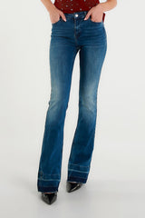 Jeans bootcut blu con lavaggio sfumato