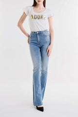 PANTALONE DENIM DRITTO CON STRASS