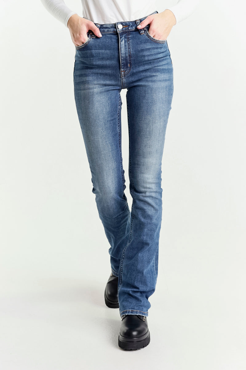Jeans a Zampa Blu Vita Regolare