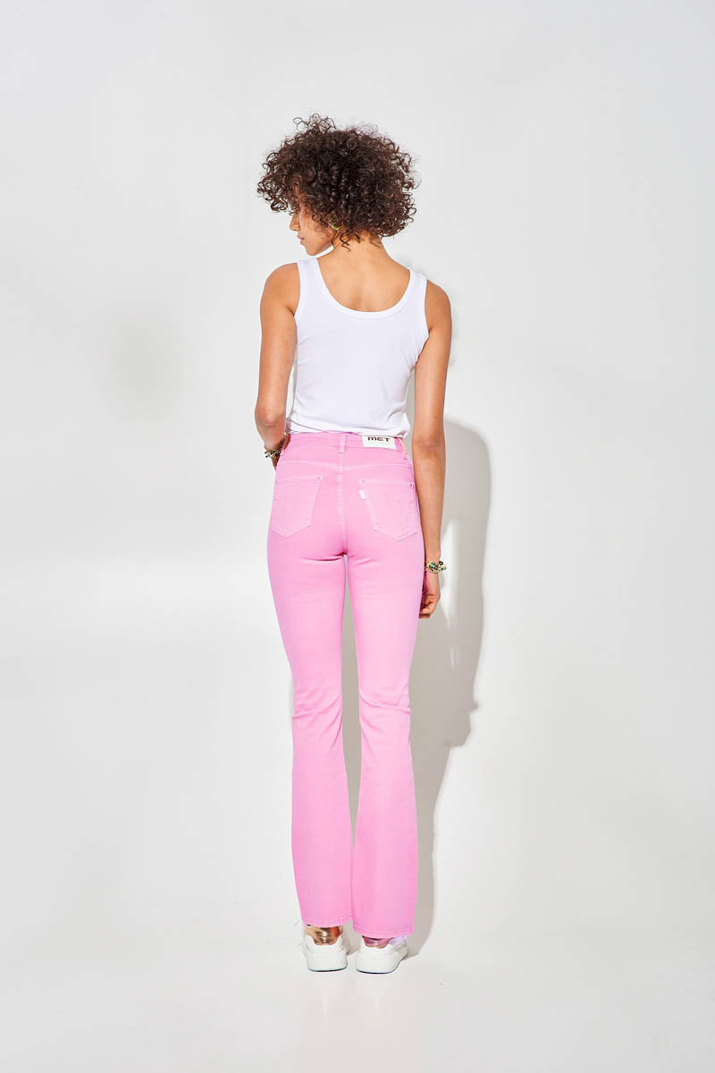 Pantaloni Colorati a Zampa a Vita Alta