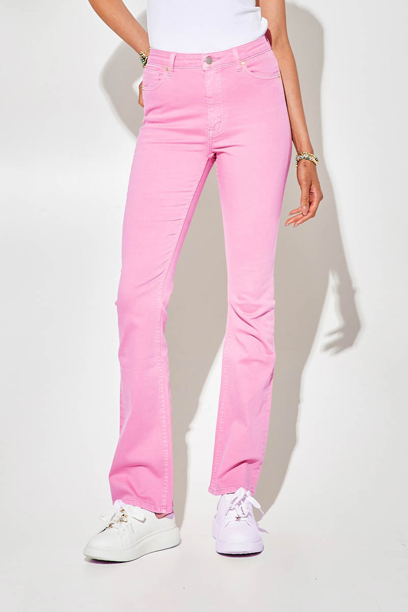 Pantaloni Colorati a Zampa a Vita Alta