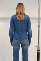 Camicia Donna in Denim con Strass – Lavaggio Medio, Slim Fit