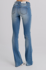 Jeans Donna Flare Fit Denim Chiaro – Vita Media, Gamba Svasata Anni ‘70