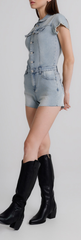 Tuta Donna Denim Shorts Slim Fit – Manica Corta, Vita Definita, Stile Casual Estivo