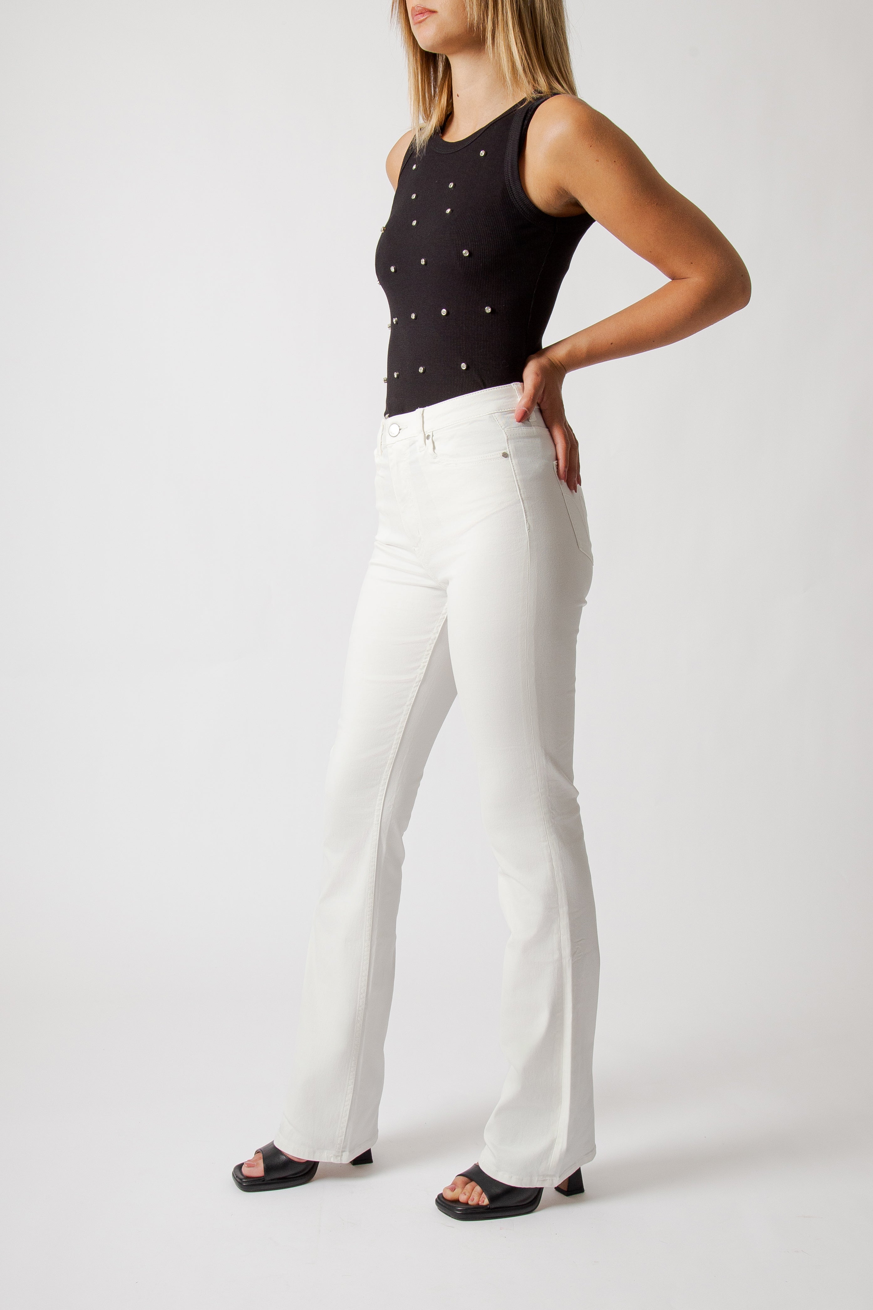 Pantaloni Colorati a Zampa a Vita Alta
